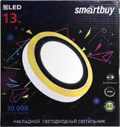 Светильник светодиодный накладной с подсветкой Smartbuy DLB LED 220В 13Вт 6500К IP20 Круг фото Светильник светодиодный накладной с подсветкой Smartbuy DLB LED 220В 13Вт 6500К IP20 Круг картинка